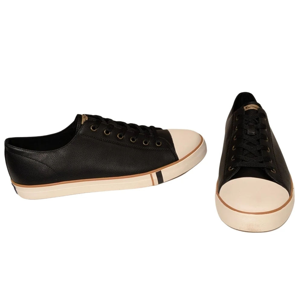 Ben Sherman Black Low-Top Sneakers with Cream Toe Cap